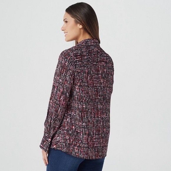 Belle by Kim Gravel Abstract Print Blouse Size Large - Picture 6 of 7